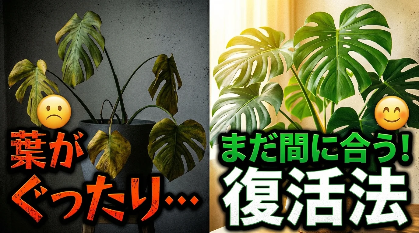 モンステラの葉が垂れる?水不足?根腐れ?原因と復活法を徹底解説